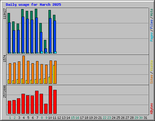 Daily usage for March 2025